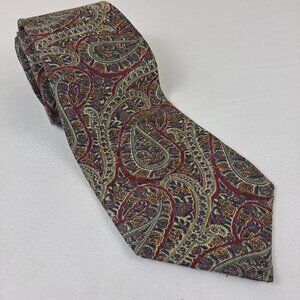 Villa Bugatti Men's Tie Paisley Pattern 100% Italian Silk Cream Red Blue